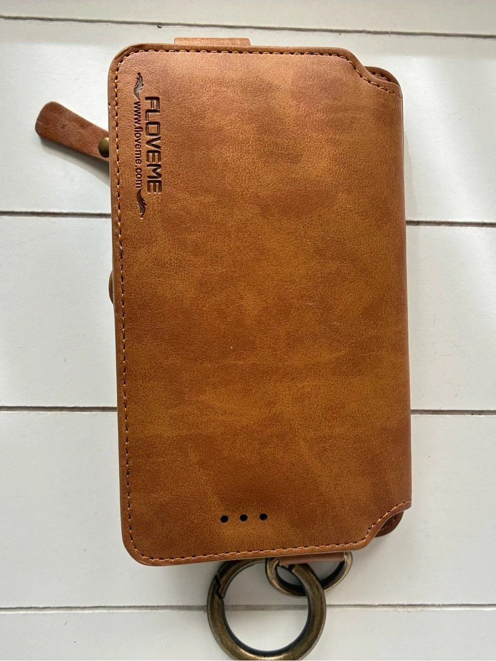 Tan Zip Wrist Wallet with Key Ring